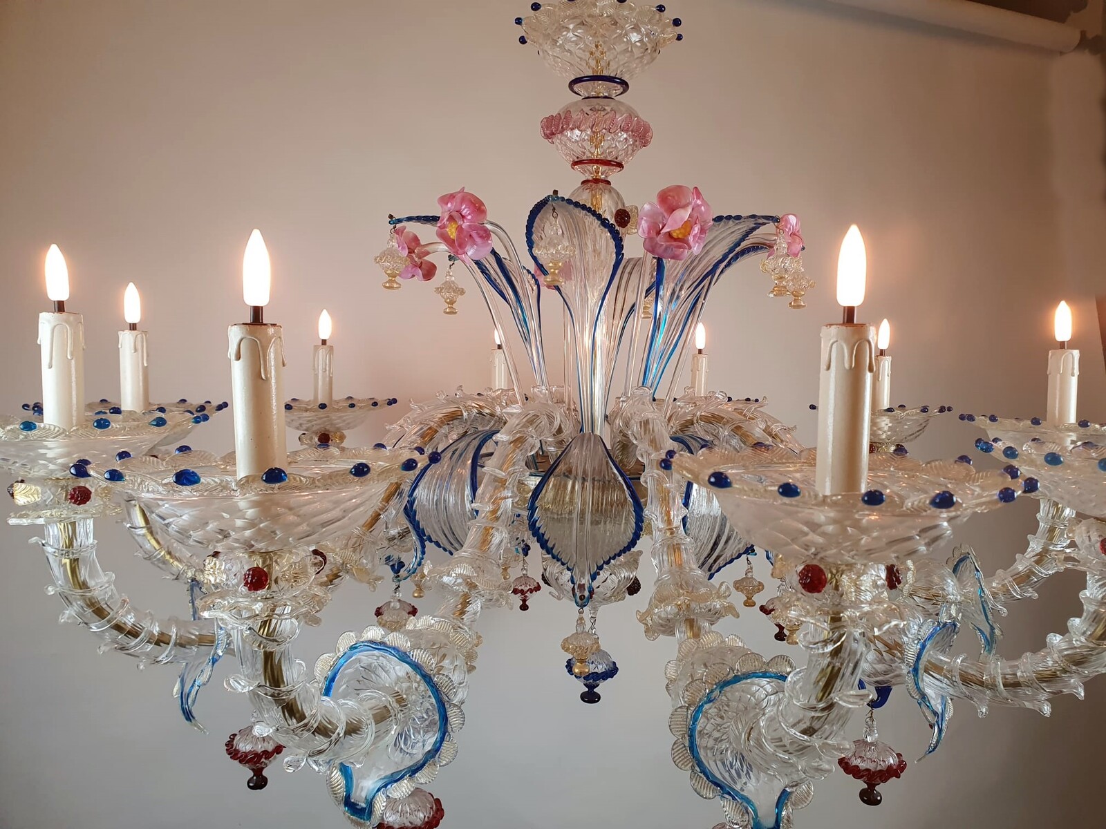 Murano Chandelier In Colored Glass, Early 20th