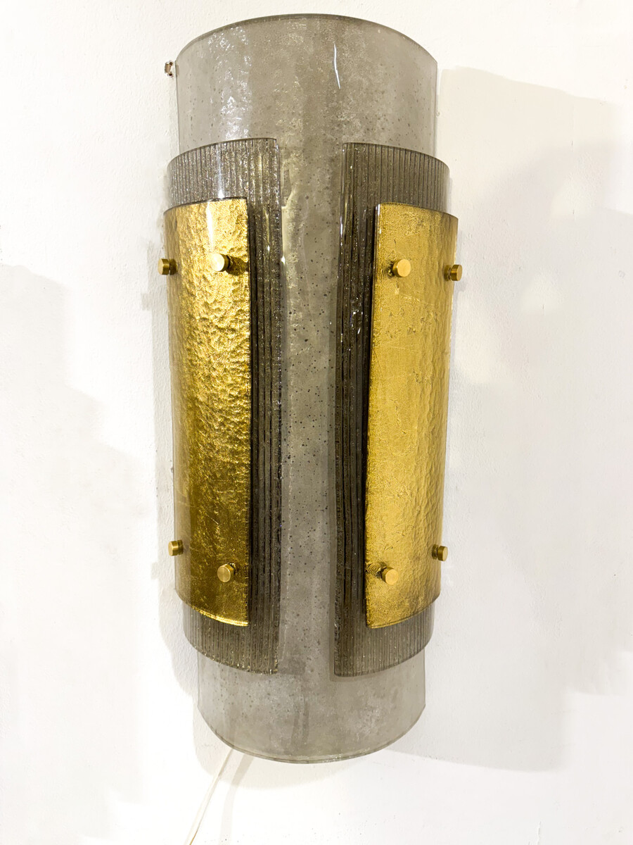Murano Wall Lights, Smoked Glass, Italy