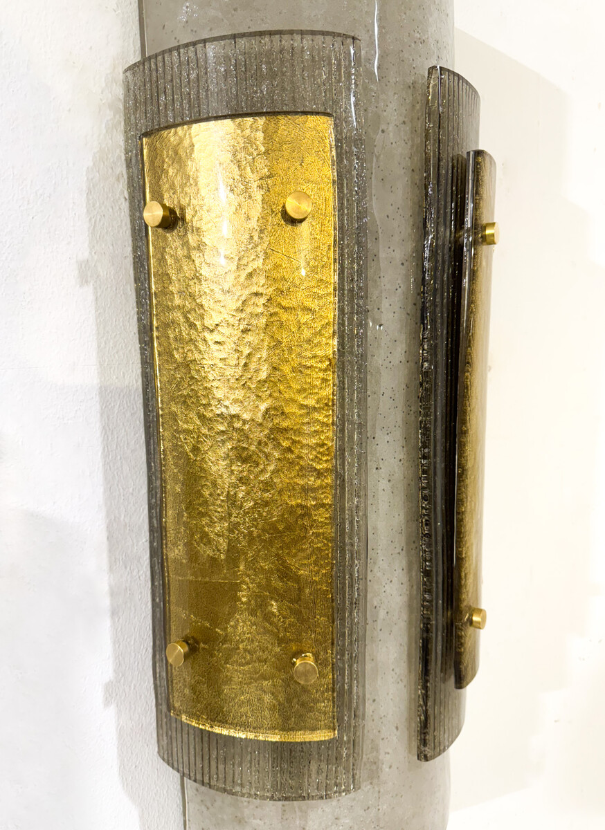 Murano Wall Lights, Smoked Glass, Italy