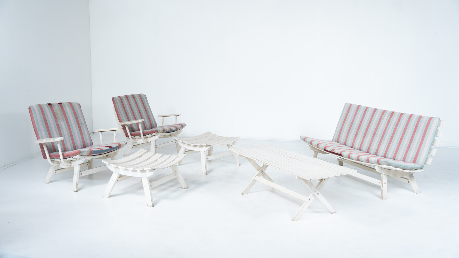 Outdoor Seating Set, Original Upholstery, Italy 