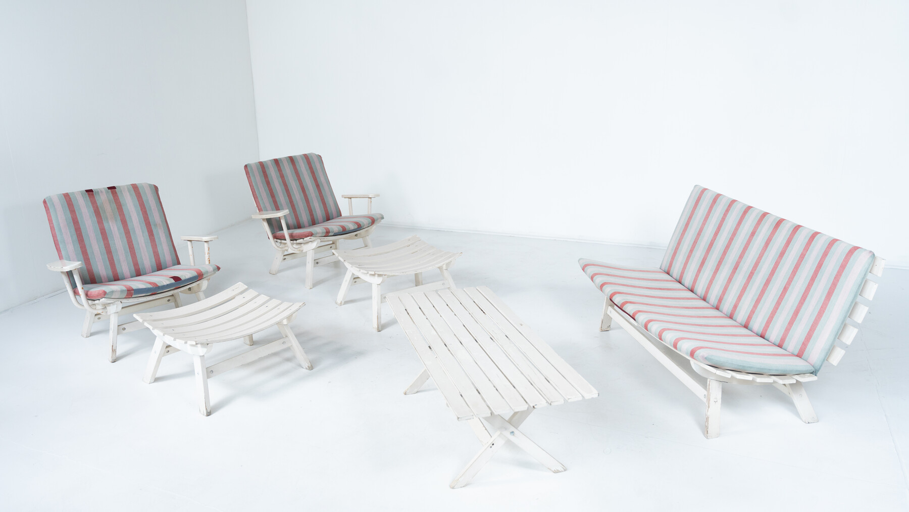 Outdoor Seating Set, Original Upholstery, Italy 