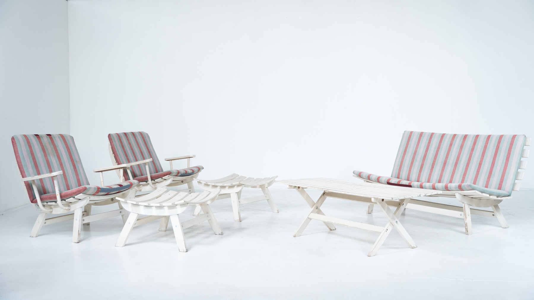 Outdoor Seating Set, Original Upholstery, Italy 