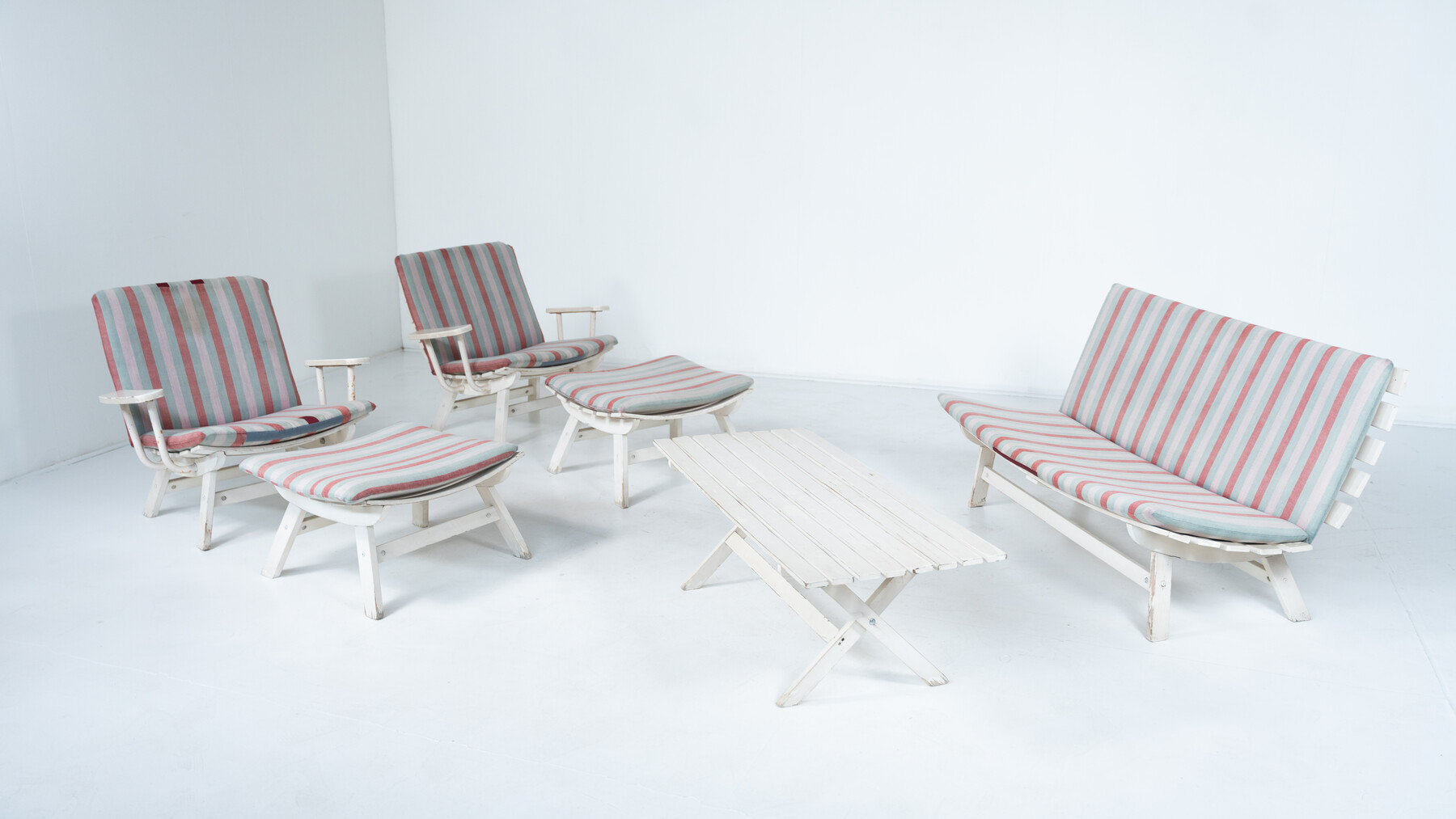 Outdoor Seating Set, Original Upholstery, Italy 