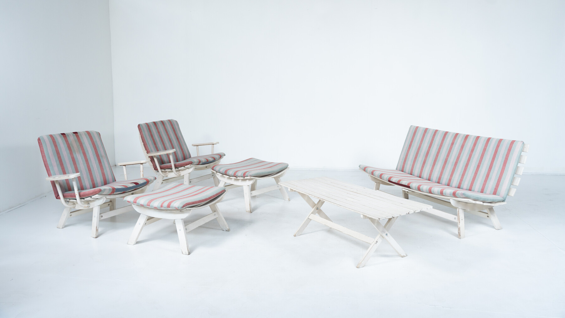 Outdoor Seating Set, Original Upholstery, Italy 
