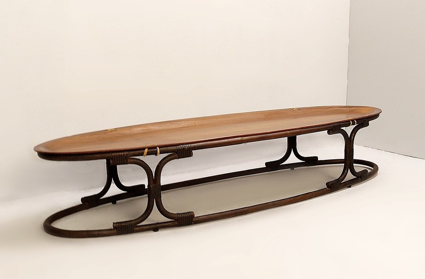 Oval Italian Teak Coffee Table