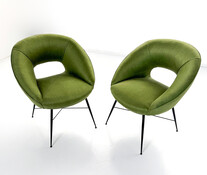 Pair of Armchairs by Silvio Cavatorta, Italy, 1950s - New Upholstery