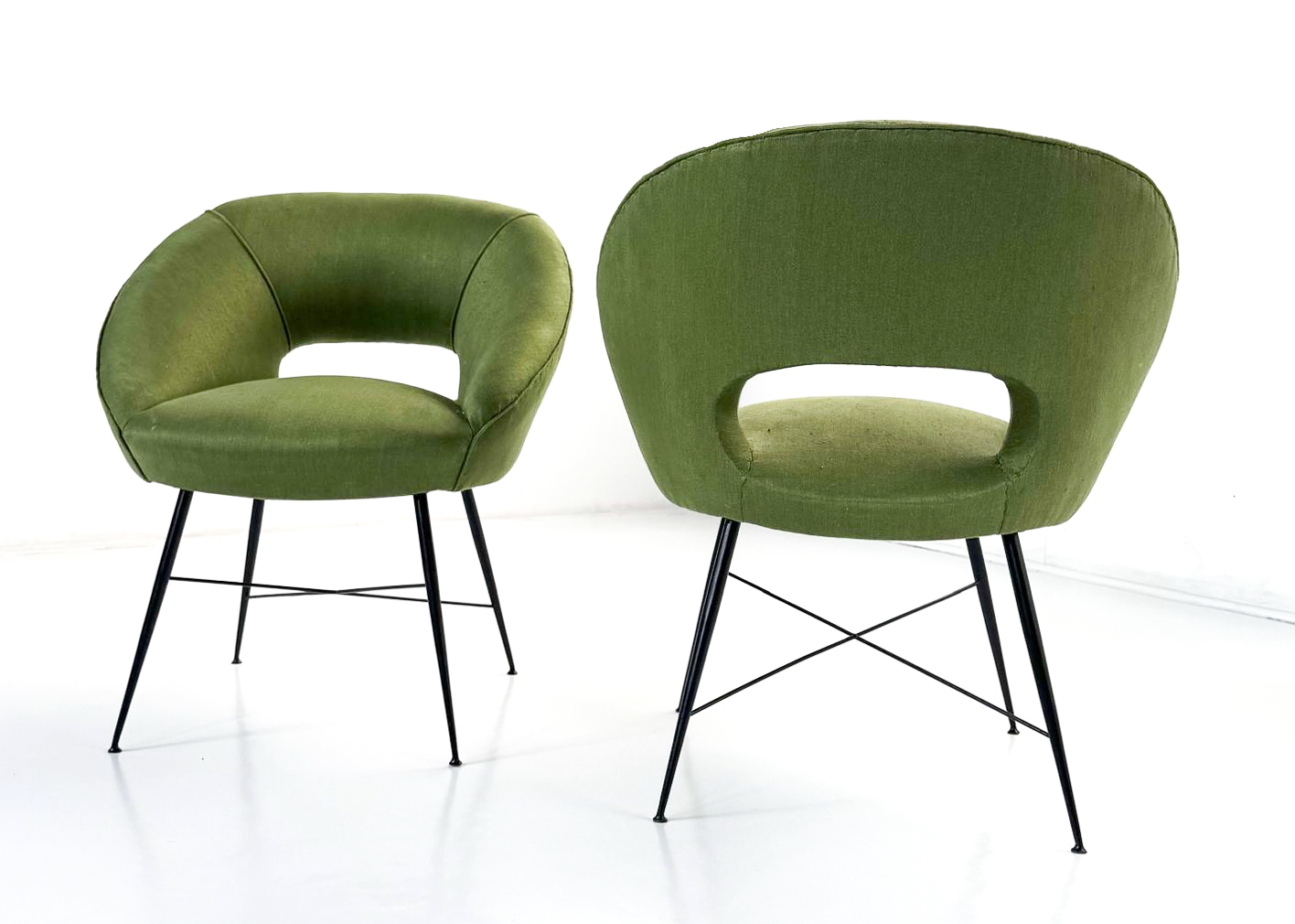 Pair of Armchairs by Silvio Cavatorta, Italy, 1950s - New Upholstery