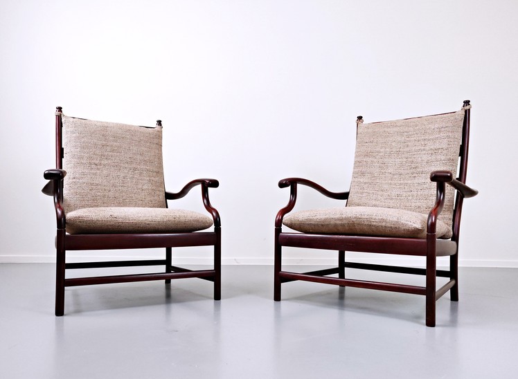 Pair of Armchairs, circa 1950, New Upholstery