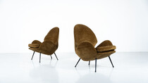 Pair of Armchairs, Italy, 1950s - New Velvet Upholstey