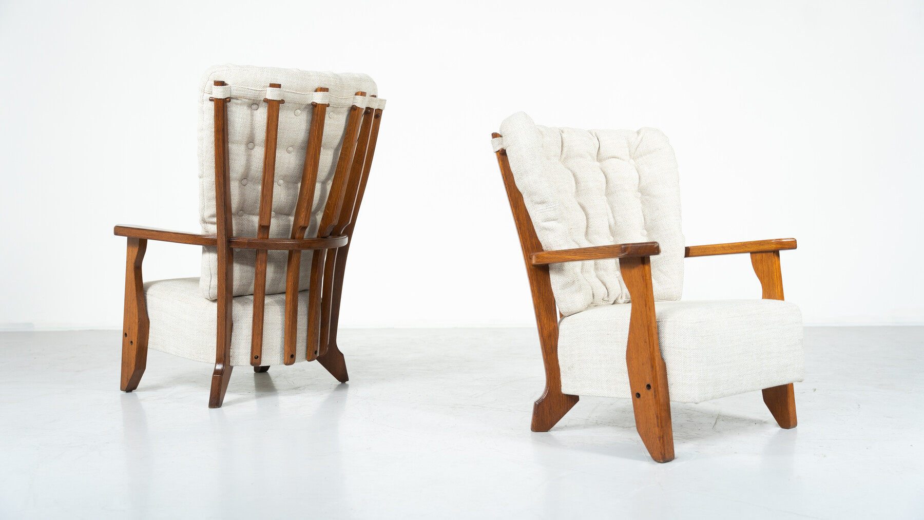 Pair of Armchairs Monsieur/ Madame by Guillerme and Chambron for Votre Maison, 1950s
