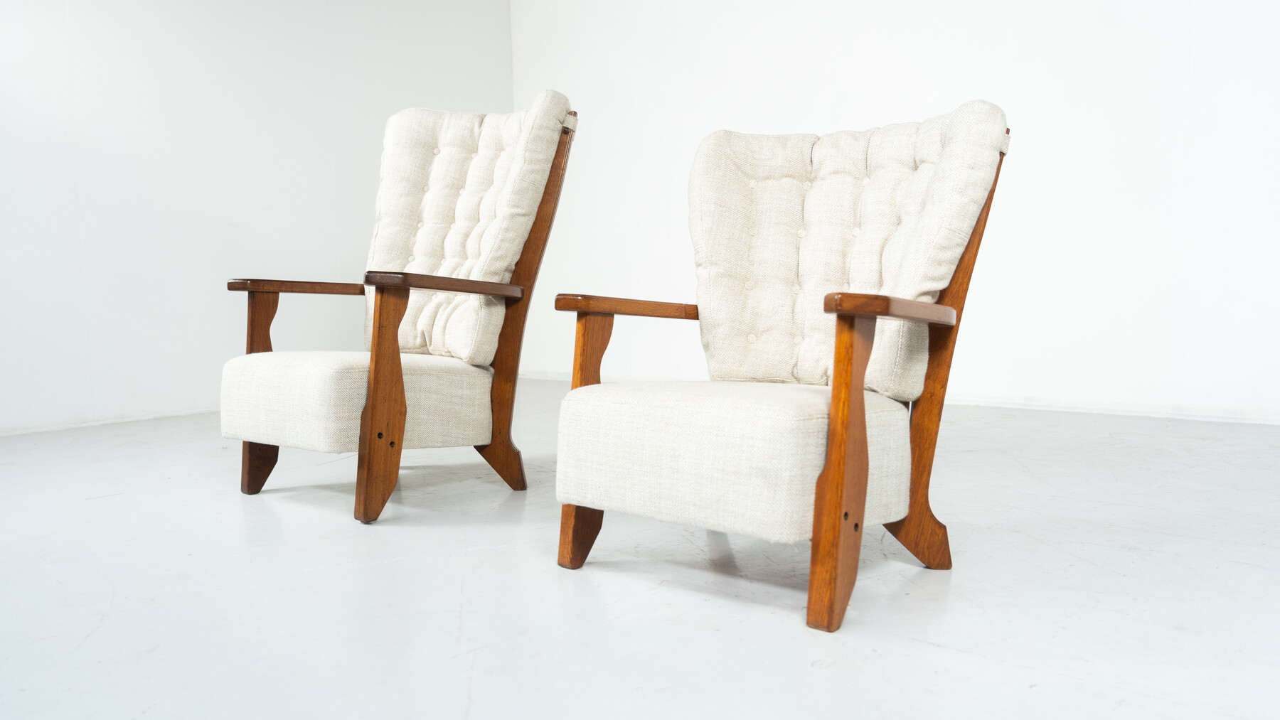 Pair of Armchairs Monsieur/ Madame by Guillerme and Chambron for Votre Maison, 1950s