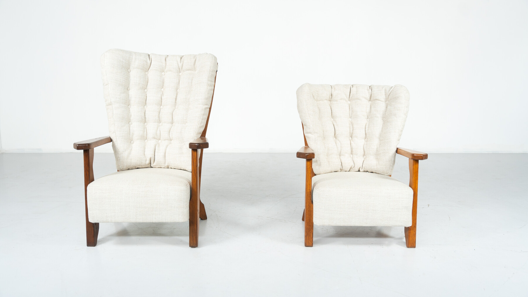 Pair of Armchairs Monsieur/ Madame by Guillerme and Chambron for Votre Maison, 1950s