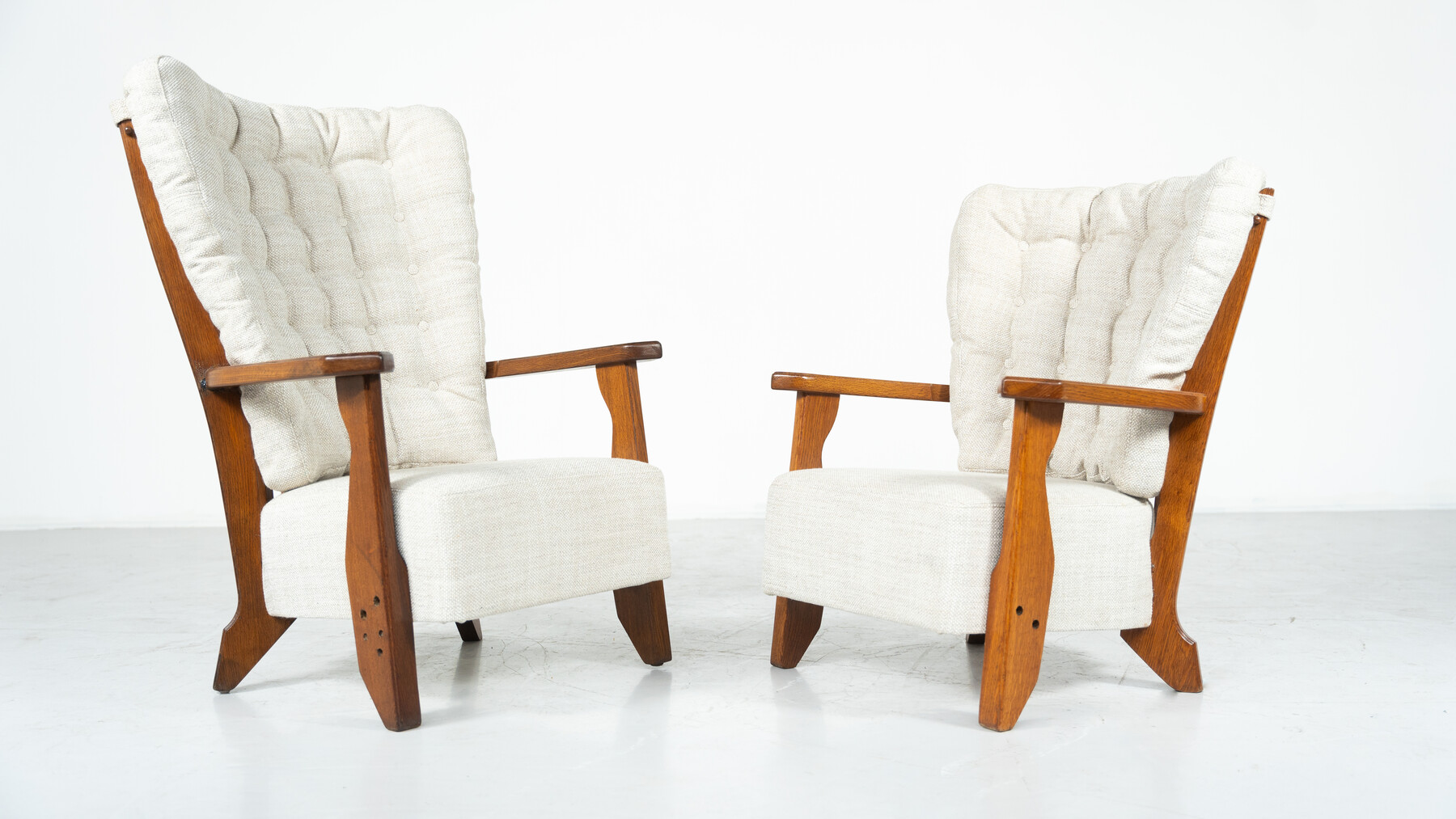 Pair of Armchairs Monsieur/ Madame by Guillerme and Chambron for Votre Maison, 1950s