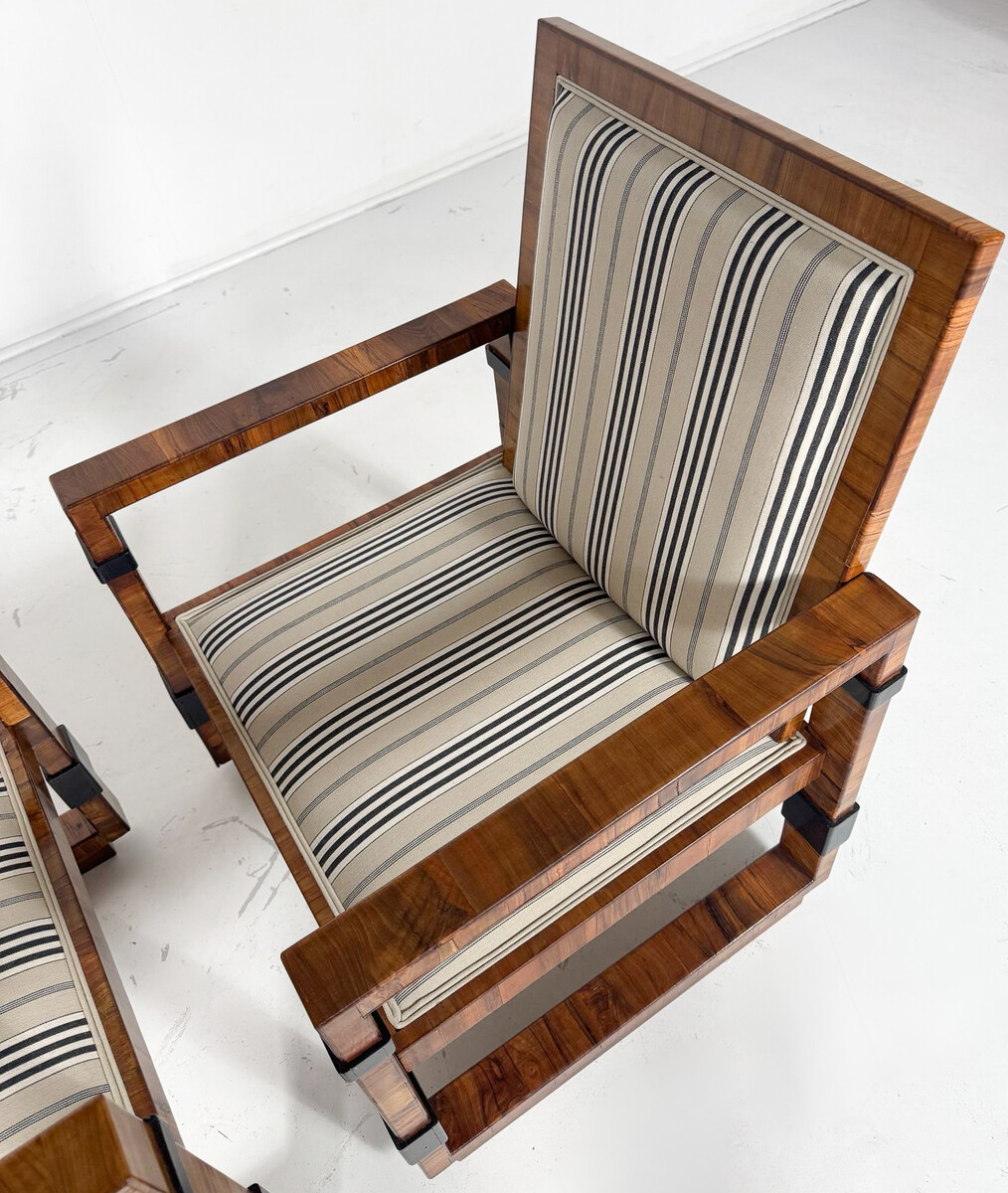 Pair of Art Deco Armchairs - New Upholstery