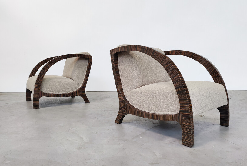 Pair of Art Deco Club Chairs, Belgium, End of 20th Century