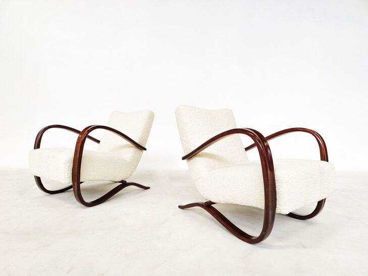Pair of Bentwood Armchairs by Jindrich Halabala H269 - Czech Republic 1940s