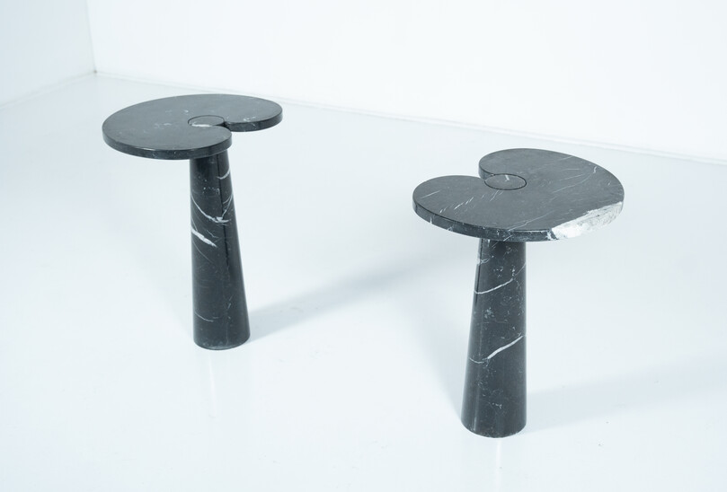 Pair of Black Marble Console Tables Model ''Eros'' by Angelo Mangiarotti for Skipper - Italy
