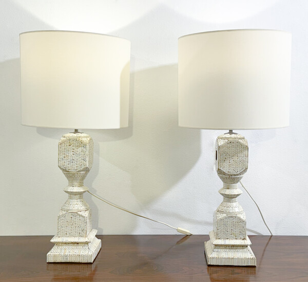 Pair of Bone Lamps, New lampshade