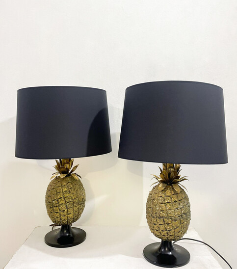 Pair Of Brass Pineapple Table Lamps