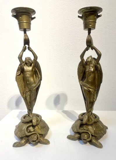 Pair of bronze candleholder - c.1880