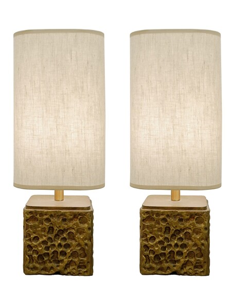 Pair of Bronze Table Lamps by Luciano Frigerio, Italy, 1970s