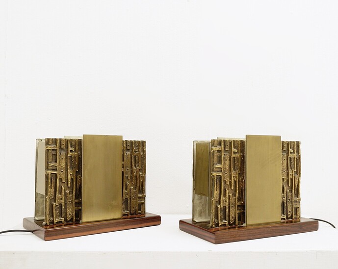 Pair of Bronze Table Lamps by Luciano Frigerio, Italy, 1970s