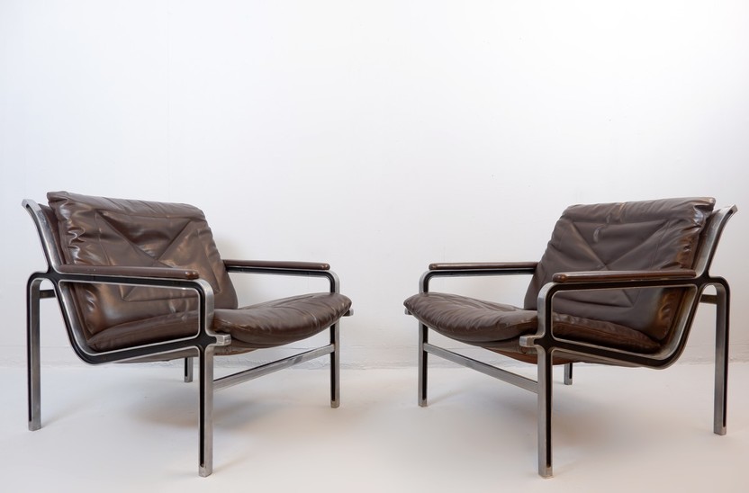 Pair Of Brown Faux Leather Armchairs - 2 Pairs Available