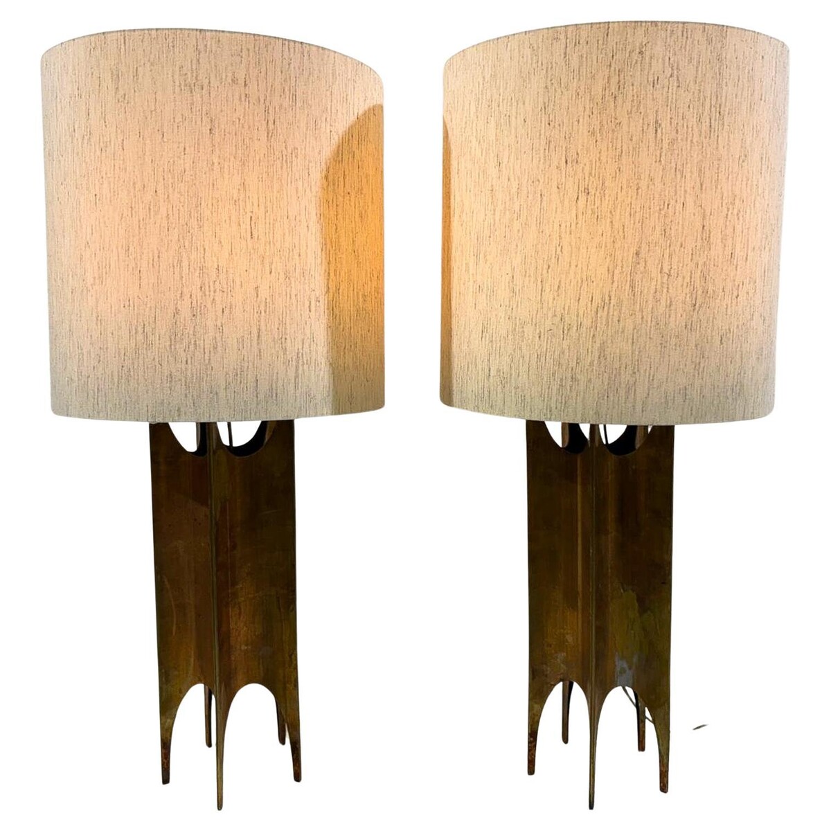 Pair of Brutalist Table Lamps in the Style of Maurizio Tempestini, Italy, 1970s