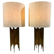 Pair of Brutalist Table Lamps in the Style of Maurizio Tempestini, Italy, 1970s