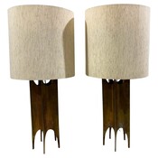 Pair of Brutalist Table Lamps in the Style of Maurizio Tempestini, Italy, 1970s