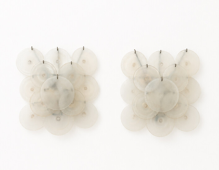 Pair of Carlo Nason Wall Lamps With Murano Glass Discs - 1960s