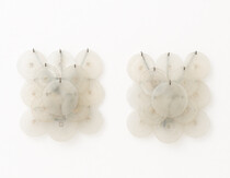 Pair of Carlo Nason Wall Lamps With Murano Glass Discs - 1960s
