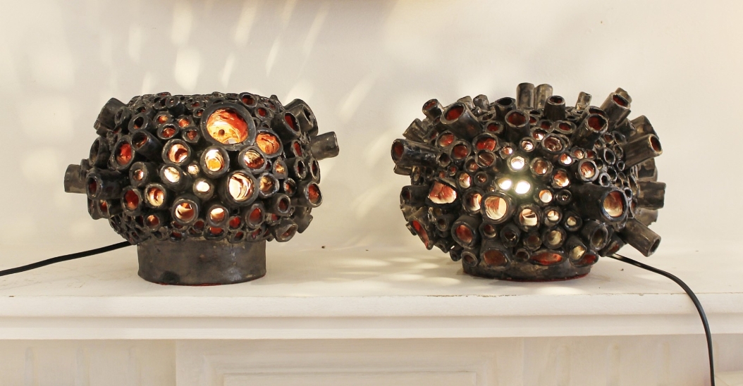 Pair of ceramic table lamp