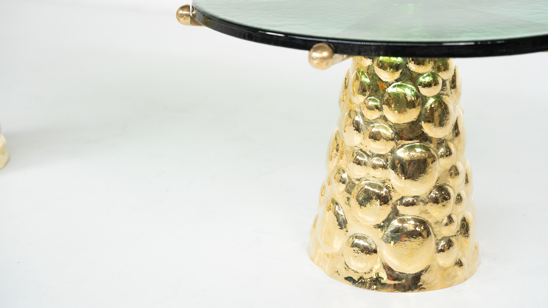 Pair of Contemporary Coffee Tables, Brass and Glass, Italy