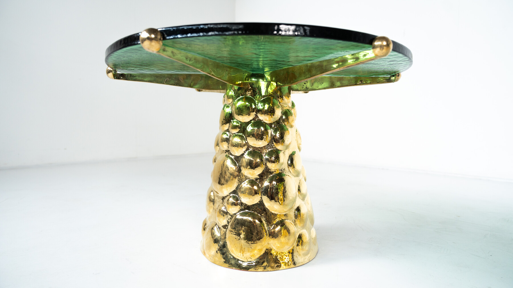 Pair of Contemporary Coffee Tables, Brass and Glass, Italy