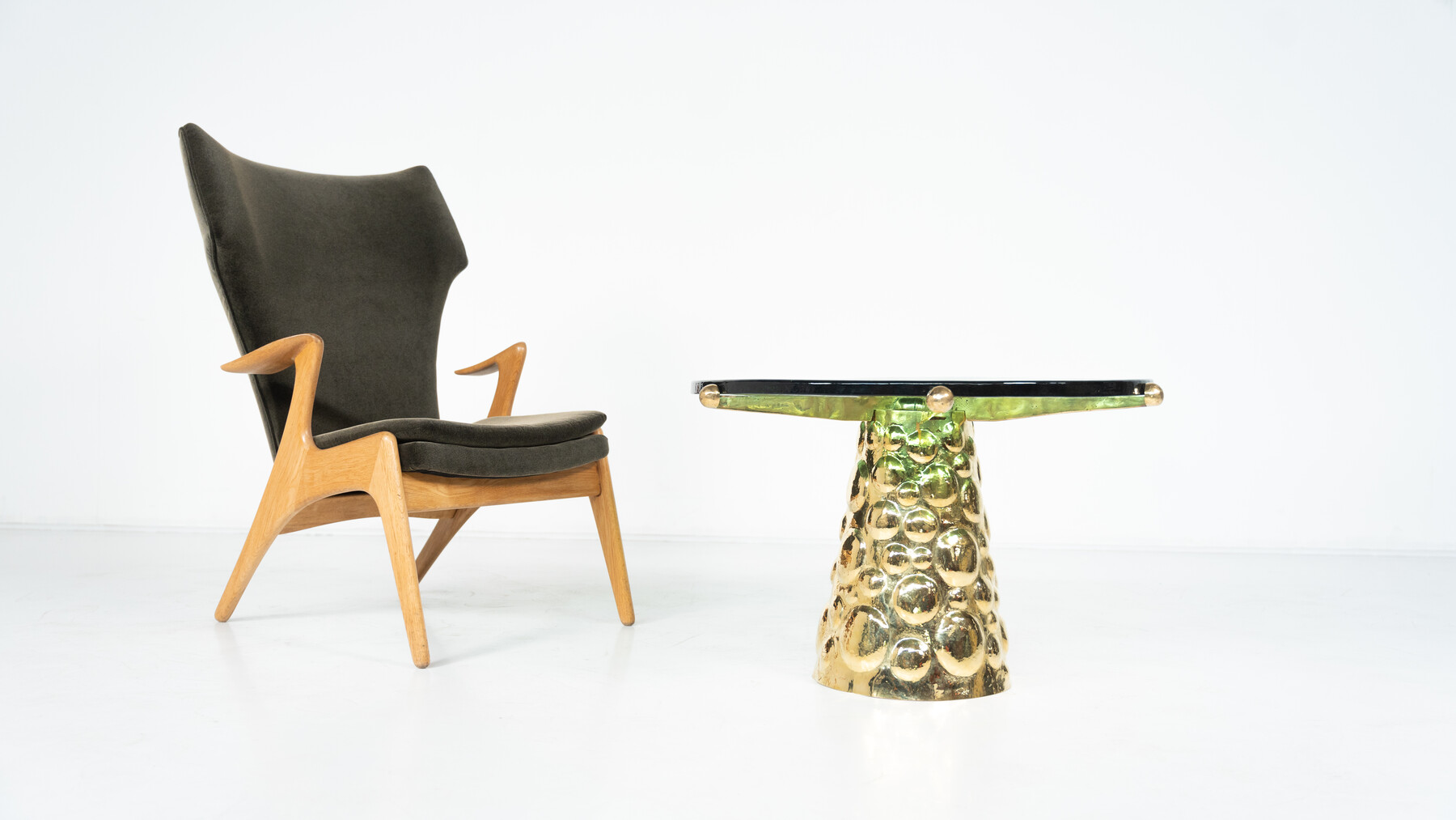Pair of Contemporary Coffee Tables, Brass and Glass, Italy