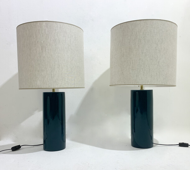 Pair of Contemporary Lacquered Wood Table Lamps