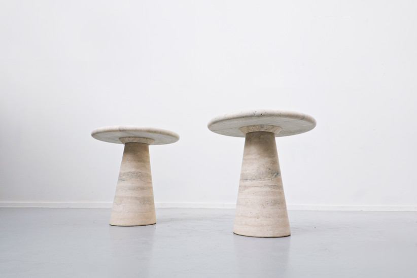 Pair of Contemporary Travertine Side Tables