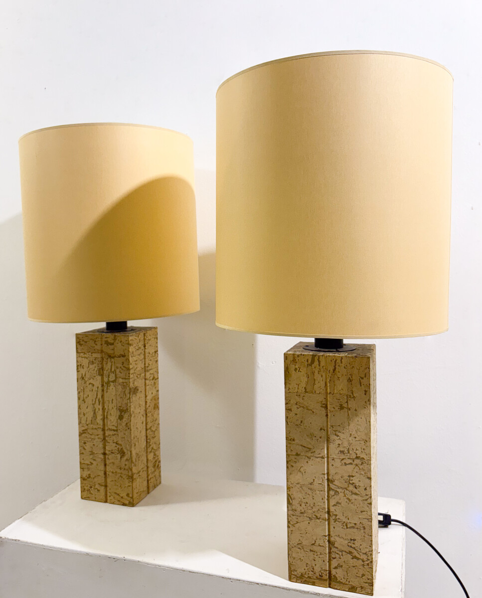 Pair of Cork Table Lamps 