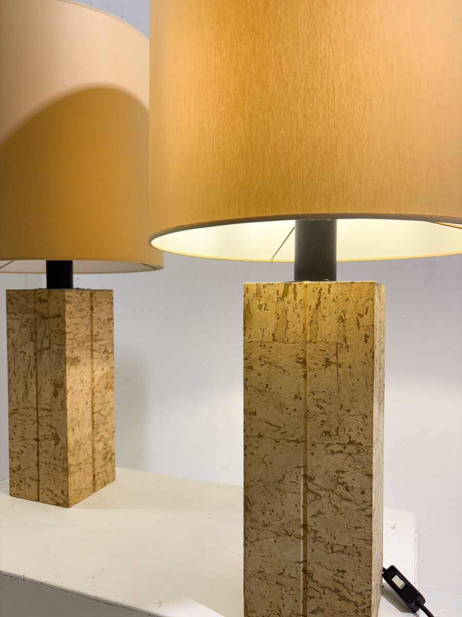 Pair of Cork Table Lamps 
