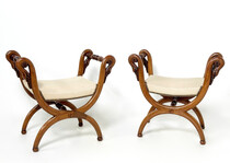 Pair of Curule Stools, 19th Century 