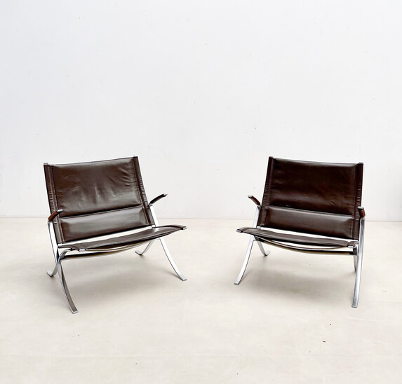Pair of FK82 Armchairs by Jorgen Kastholm & Preben Fabricius for Kill International , 1960s
