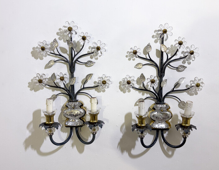 Pair of Floral Wall lights for Banci Firenze, Italy