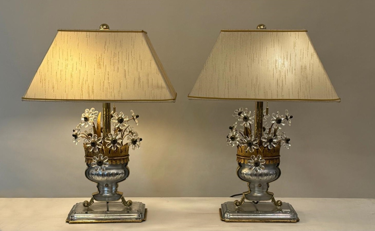 Pair of  Flower Basket Table Lamp by Banci Firenze 
