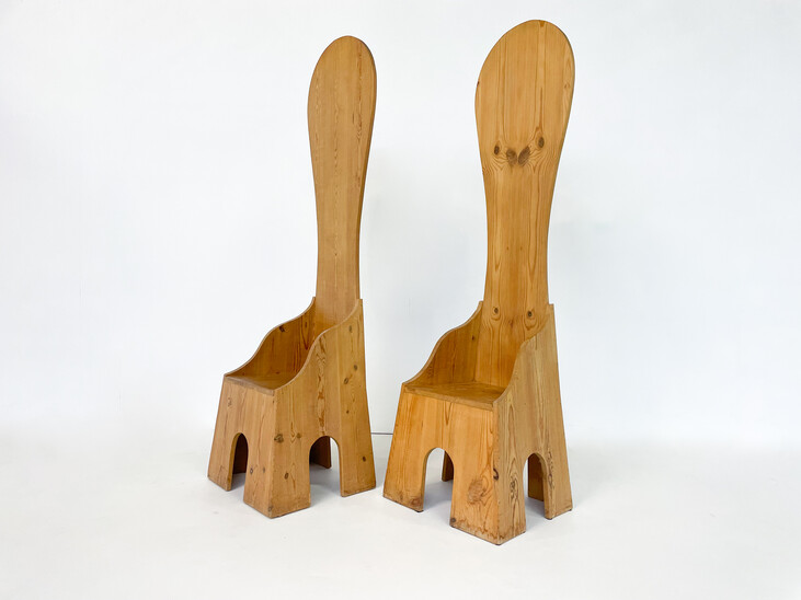 Pair of Fratina chairs  by Mario Ceroli for Mobili Nella Valle for Poltronova, Italy 1972