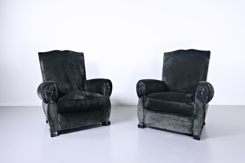 Pair of French Club Chairs,1940s 