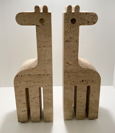 Pair of Giraffe Bookends by Fratelli Mannelli, Travertine, 1970s