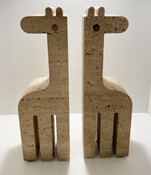 Pair of Giraffe Bookends by Fratelli Mannelli, Travertine, 1970s