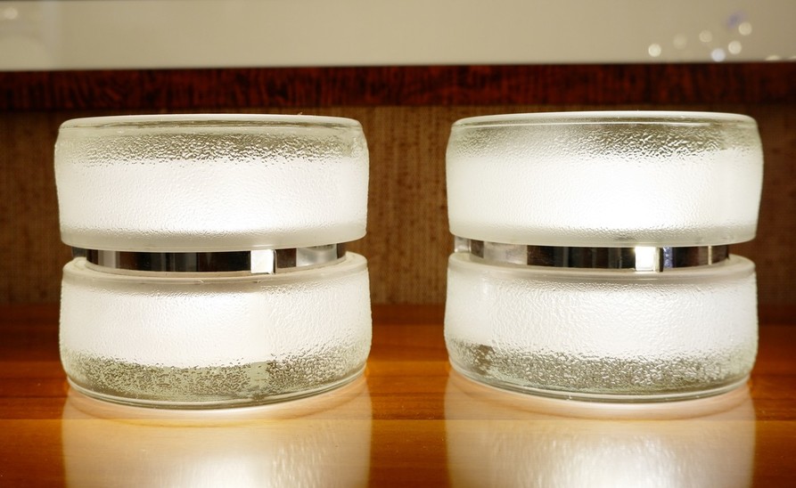 Pair Of Glass Table Lamp - 1970s
