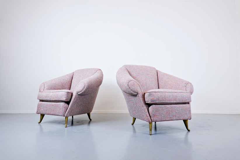 Pair Of Italian Armchairs, 1950s - New Upholstery